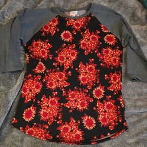 LuLaRoe Black and Red Floral Randy